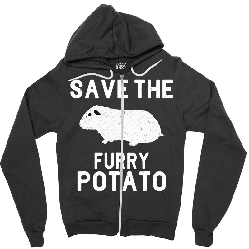 Funny Guinea Pig Save The Furry Potato Zipper Hoodie | Artistshot