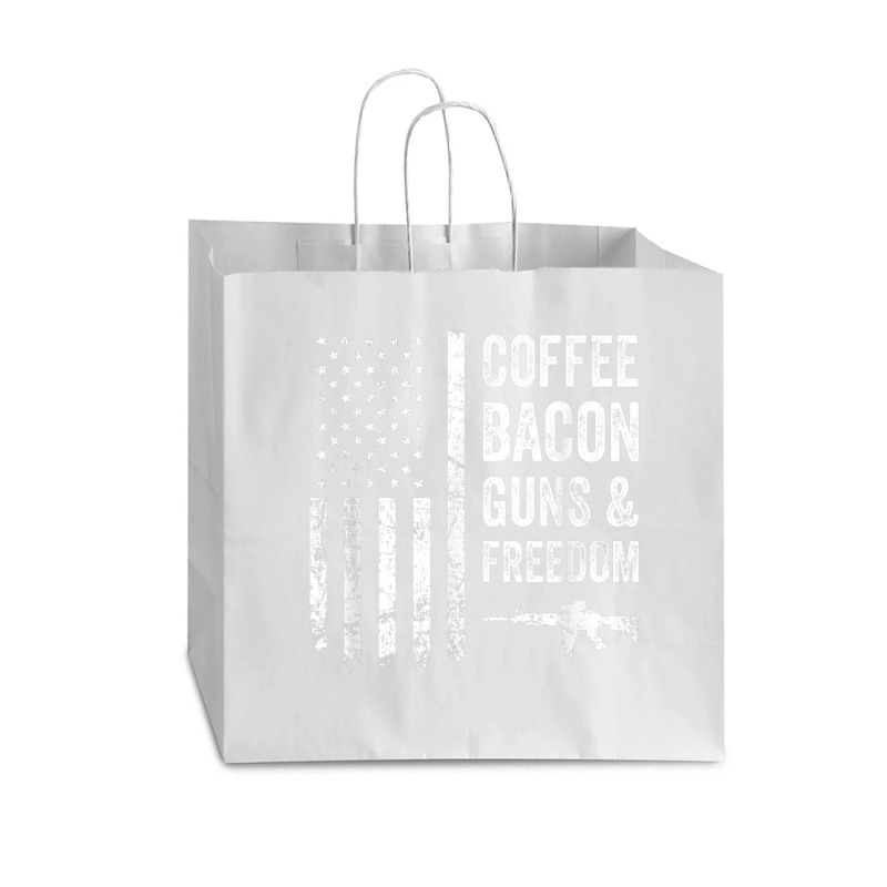 Coffee Bacon Guns And Freedom   Bbq Grill Funny Gun Usa Flag T Shirt Vogue Paper Bag - 16 X 6 X 12 | Artistshot