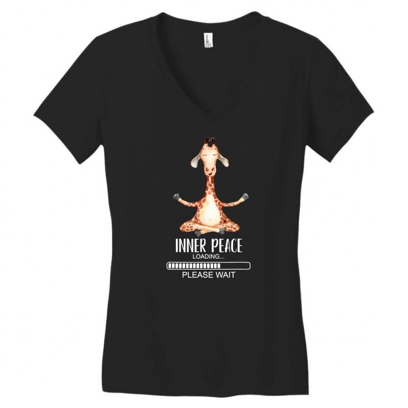 Funny Meditation Giraffe Lovers Inner Women's V-Neck T-Shirt by EpulArt | Artistshot