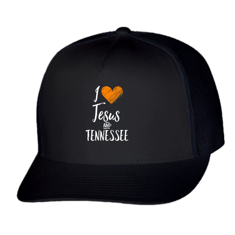 I Love Jesus And Tennessee  Orange Heart Cute Fan Gift Trucker Cap by Hoangduong | Artistshot