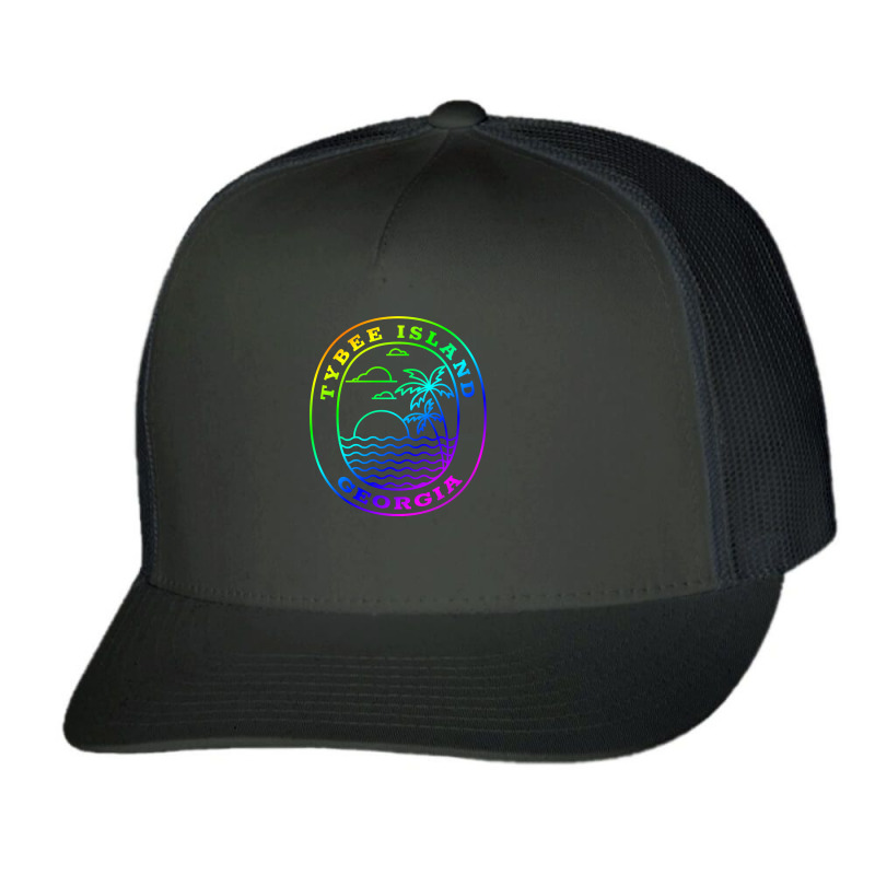 Tybee Island Georgia Rainbow Palm Tree Beach Trip Vacation Pullover Ho Trucker Cap by jayannidifalco | Artistshot