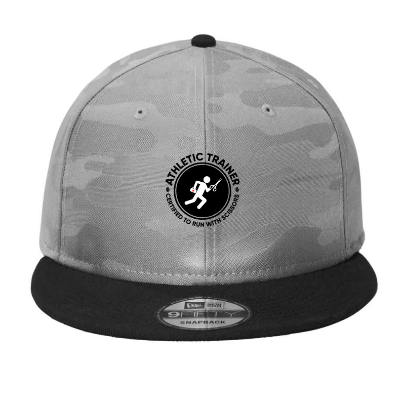 Athletic Trainer Certified To Run With Scissors Camo Snapback | Artistshot