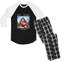 Not Today Satan Jesus Vs Satan In Basket Men's 3/4 Sleeve Pajama Set | Artistshot