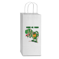 Halloween T  Shirthalloween Dinosaur T Rex Mummy Pumpkin T R I C K O R Double Wine Paper Bag - 6 1/2 X 3 1/2 X 12 3/8 | Artistshot