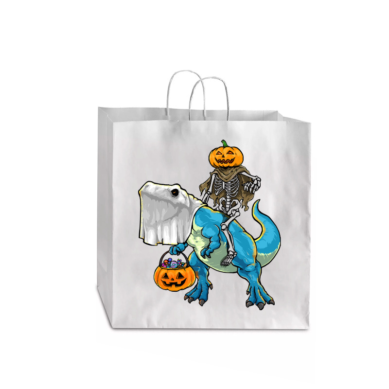 Halloween T  Shirt Halloween T Rex Skeleton Pumpkin T  Shirt Jumbo Paper Bag - 18 X 7 X 18 3/4 | Artistshot