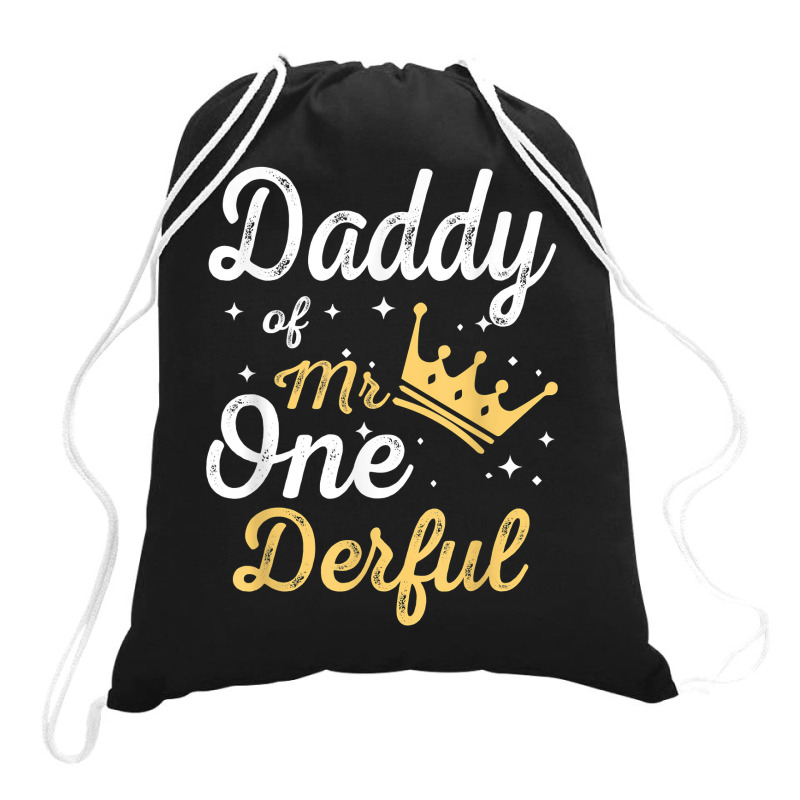 Daddy Of Mr Onederful 1st Birthday One Derful Matching T Shirt Drawstring Bags | Artistshot