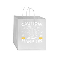 Musician Harpist Harp Player Caution! I Always Harp On T Shirt Star Paper Bag - 13 X 7 X 13 | Artistshot