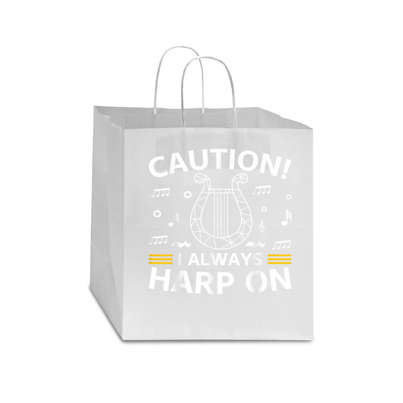 Musician Harpist Harp Player Caution! I Always Harp On T Shirt Star Paper Bag - 13 x 7 x 13 by yodishsaraveks | Artistshot