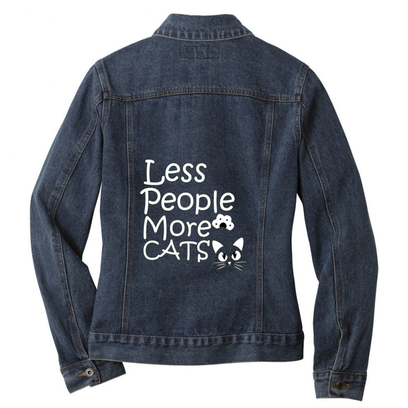 Less People, More Cats Ladies Denim Jacket by farahayopi | Artistshot