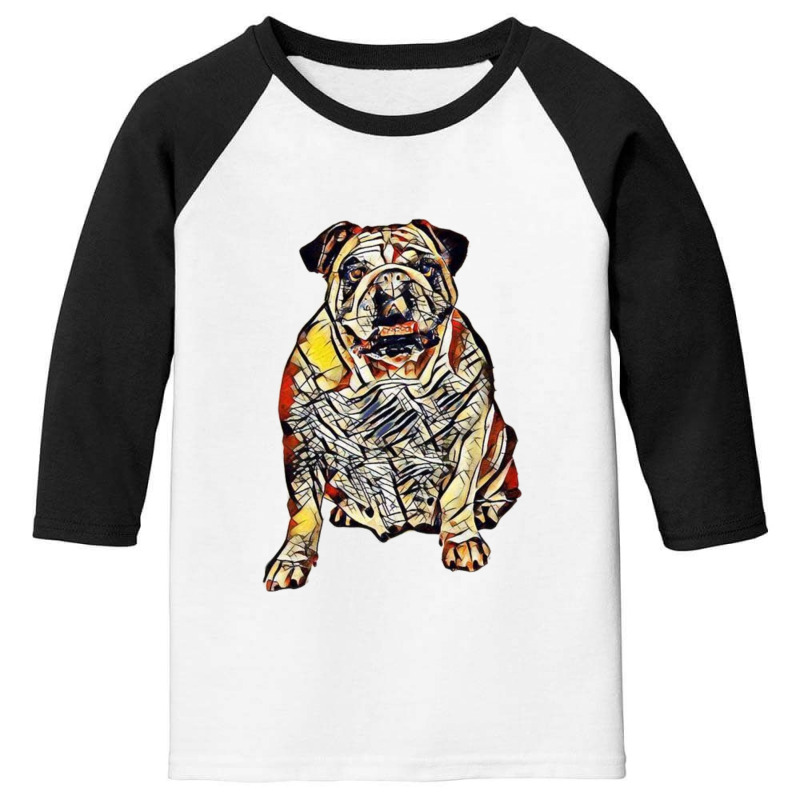 A Happy Bulldog Sitting Facin Youth 3/4 Sleeve | Artistshot