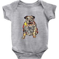 A Happy Bulldog Sitting Facin Baby Bodysuit | Artistshot