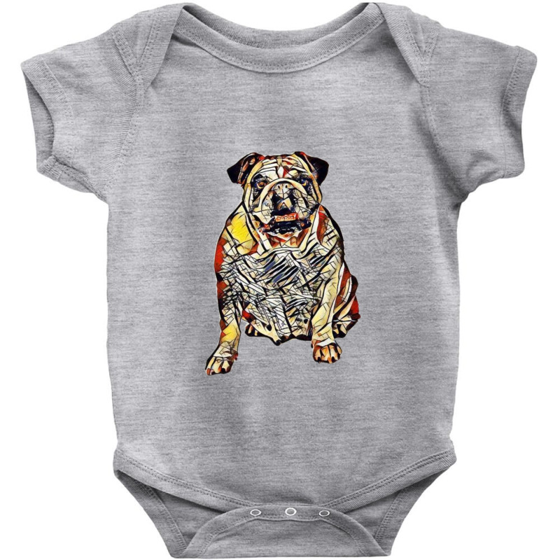 A Happy Bulldog Sitting Facin Baby Bodysuit | Artistshot