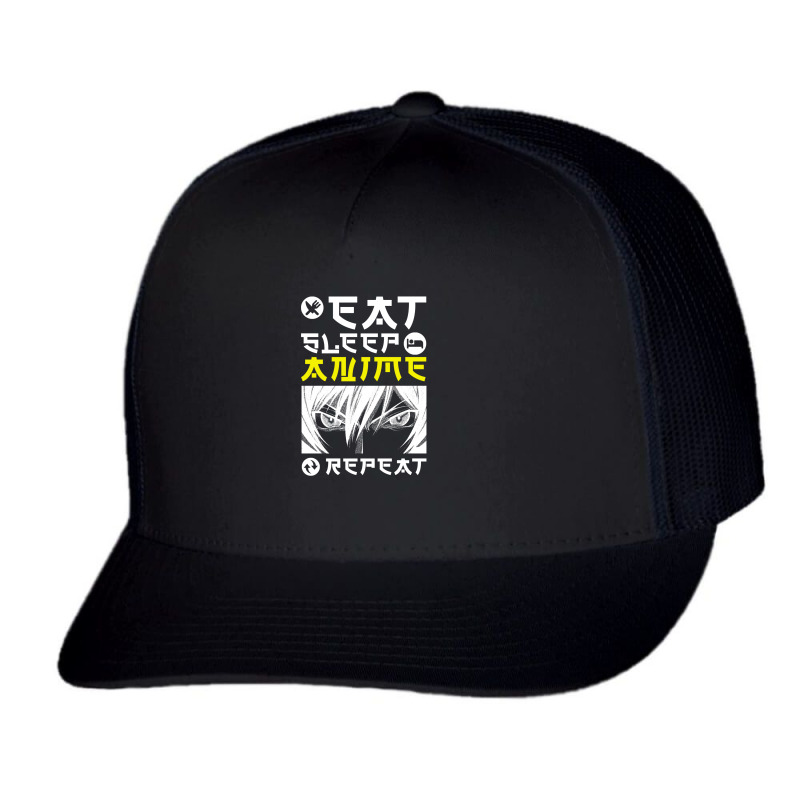 Eat Sleep Anime Repeat Tee Funny Trucker Cap | Artistshot