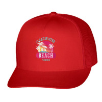 Womens Retro Cool Clearwater Beach Original Florida Sunset Beaches V N Trucker Cap | Artistshot