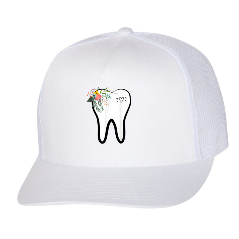 Flower Tooth Dentist Dental Hygienist Oral Hygiene Assistant Trucker Cap by kabelistrik | Artistshot