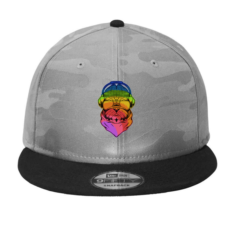 Pug Dog Headphone Colorful Camo Snapback by andypp | Artistshot