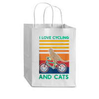 I Love Cycling And Cats Riding Bicycle Cyclist Kitty Lover Tank Top Cub Paper Bag - 8 X 4 1/2 X 10 1/4 | Artistshot