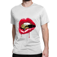 Red Lips Bullet Biting Classic T-shirt | Artistshot