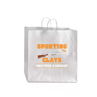 Sporting Clays   Golf With A Shotgun   Clay Target Shooting T Shirt Jumbo Paper Bag - 18 X 7 X 18 3/4 | Artistshot