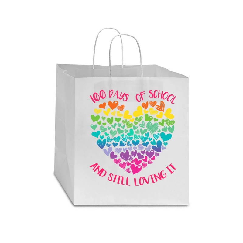 Cute 100 Days Of School And Still Loving It Hearts 100th Day Long Slee Star Paper Bag - 13 X 7 X 13 | Artistshot