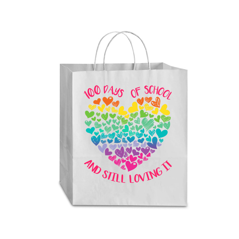 Cute 100 Days Of School And Still Loving It Hearts 100th Day Long Slee Traveler Paper Bag -13 X 6 X 15 3/4 | Artistshot