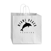 Miami Beach Florida Fl Vintage Surf Dolphin Vacation T Shirt Vogue Paper Bag - 16 X 6 X 12 | Artistshot