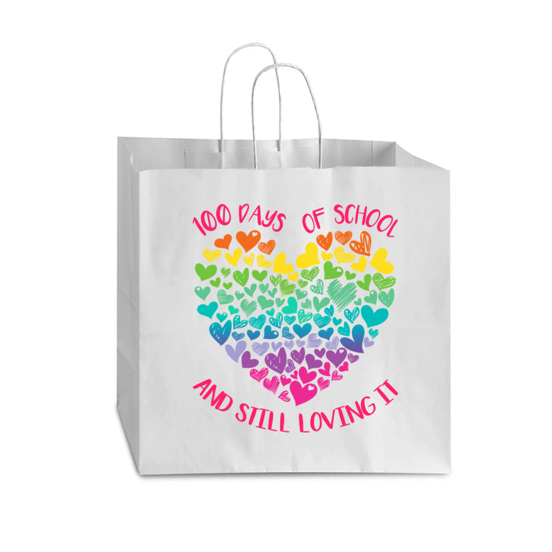 Cute 100 Days Of School And Still Loving It Hearts 100th Day Long Slee Vogue Paper Bag - 16 X 6 X 12 | Artistshot