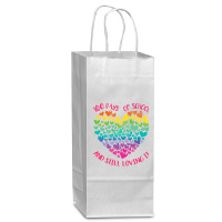 Cute 100 Days Of School And Still Loving It Hearts 100th Day Long Slee Wine Paper Bag - 5 1/2 X 3 1/4 X 13 | Artistshot