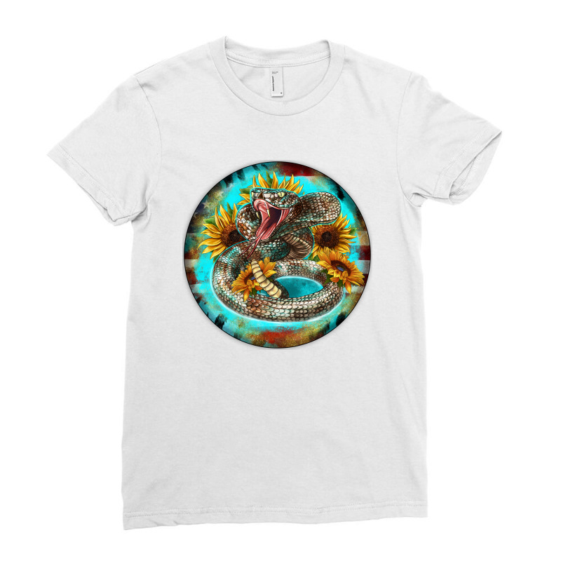 Rattlesnake And Sunflower Ladies Fitted T-Shirt by Christmas Ornament Shop | Artistshot