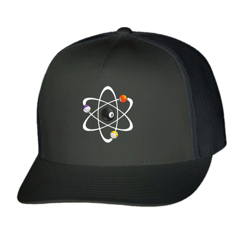 Funny Billiard Designs For Men Women Science Lover Atom Ball Trucker Cap | Artistshot