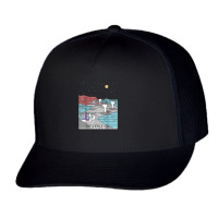 Vintage Retro Pluto National Park   Visit Pluto Linear Art Trucker Cap | Artistshot