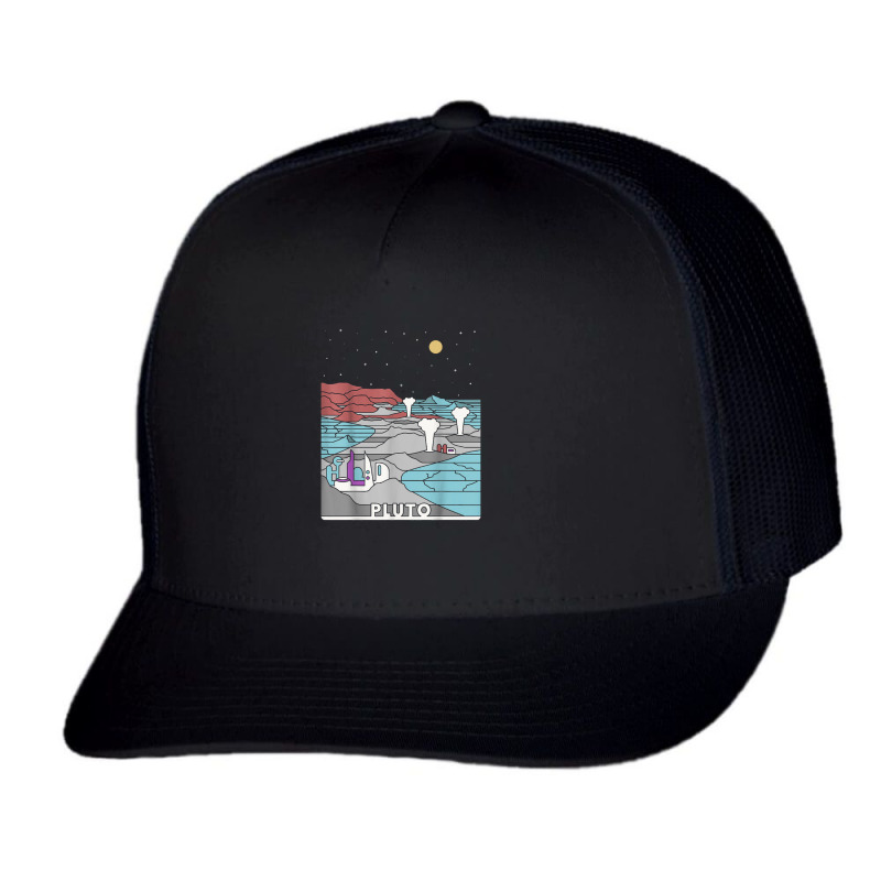 Vintage Retro Pluto National Park   Visit Pluto Linear Art Trucker Cap by saterseim | Artistshot