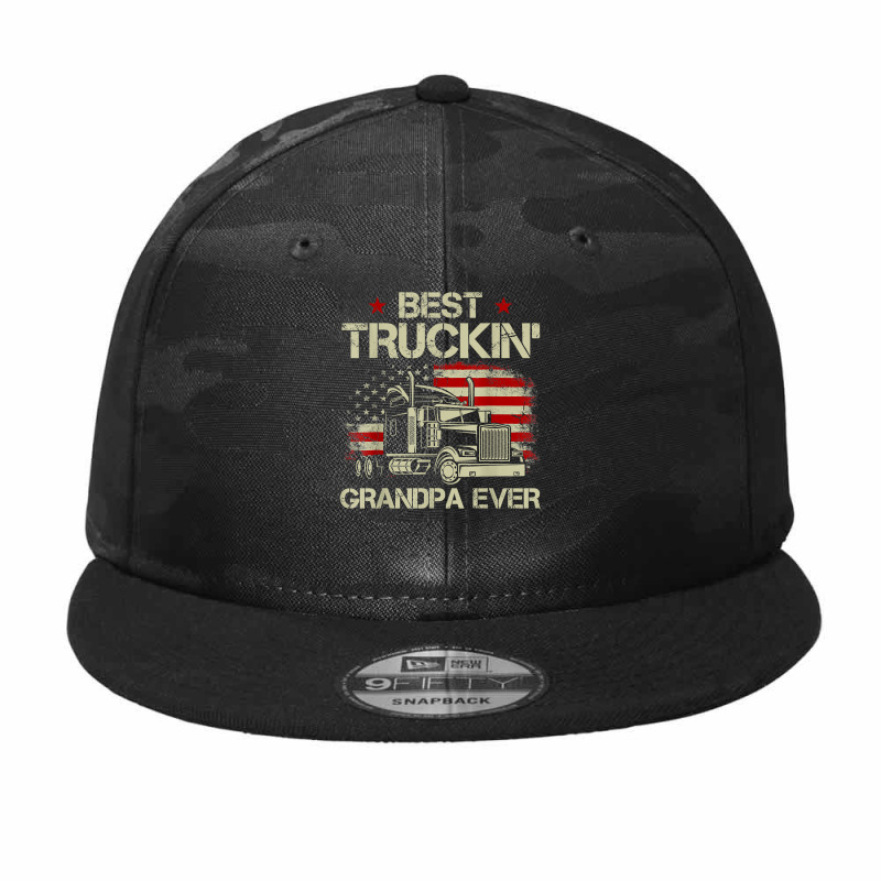 Mens Best Truckin Grandpa Ever American Flag Big Rig Trucker Gift T Sh Camo Snapback by erinlorrai | Artistshot