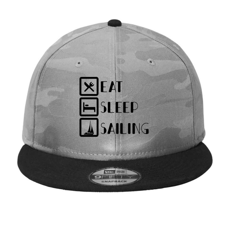 Eat Sleep Sailing For Light Camo Snapback | Artistshot