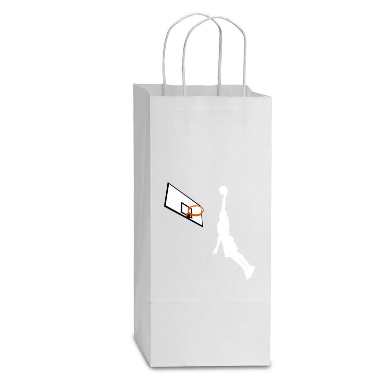 Basketball Dunk Competition Silhouette One Handed Dunk Shot Double Wine Paper Bag - 6 1/2 X 3 1/2 X 12 3/8 | Artistshot