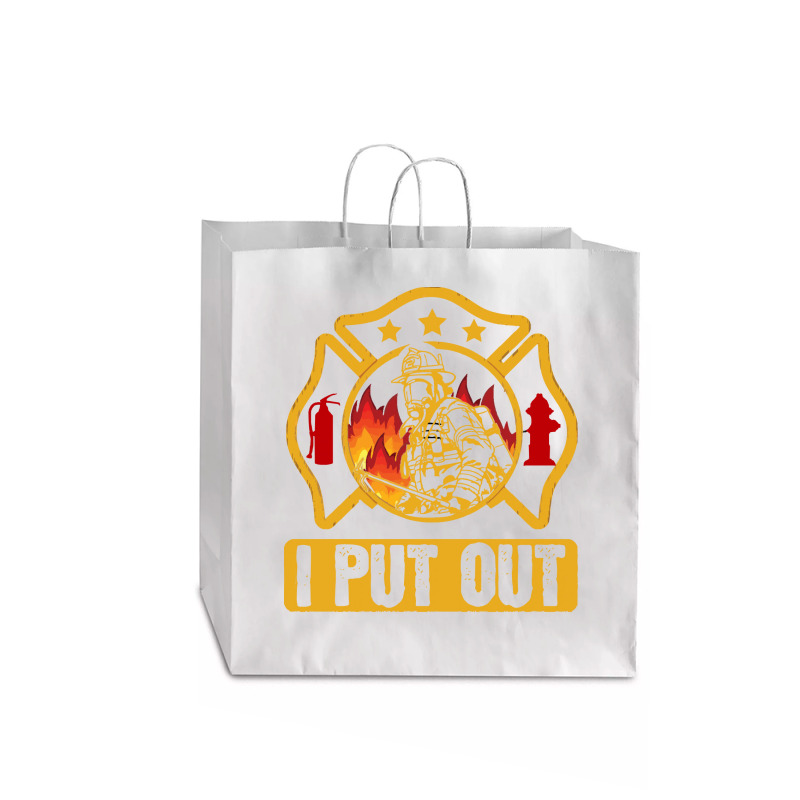 Firefighter T  Shirt Fire Rescue Firefighter I Put Out Fireman T  Shir Jumbo Paper Bag - 18 X 7 X 18 3/4 | Artistshot