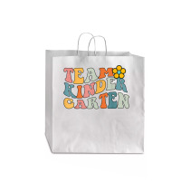 Team Kindergarten Groovy Wavy Back To School Teacher Student T Shirt Jumbo Paper Bag - 18 X 7 X 18 3/4 | Artistshot