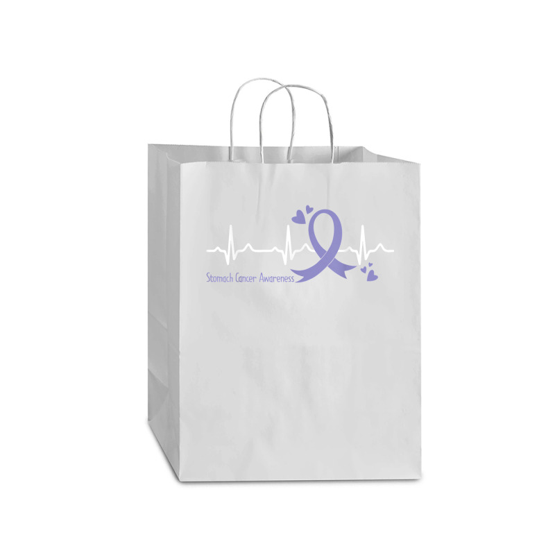 Heartbeat Periwinkle Blue Ribbon Stomach Cancer Awareness T Shirt Mart Paper Bag -13 X 7 X 17 | Artistshot