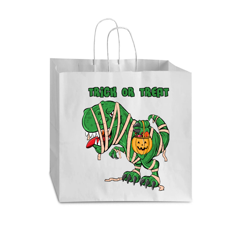 Halloween T  Shirthalloween Dinosaur T Rex Mummy Pumpkin T R I C K O R Vogue Paper Bag - 16 X 6 X 12 | Artistshot