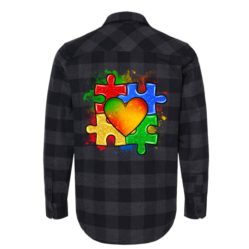 Autism Puzzle Pieces Heart Flannel Shirt | Artistshot