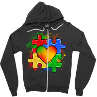 Autism Puzzle Pieces Heart Zipper Hoodie | Artistshot