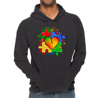 Autism Puzzle Pieces Heart Vintage Hoodie | Artistshot