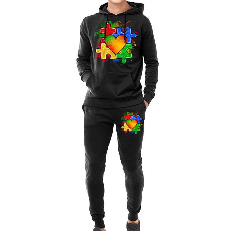 Autism Puzzle Pieces Heart Hoodie & Jogger Set | Artistshot