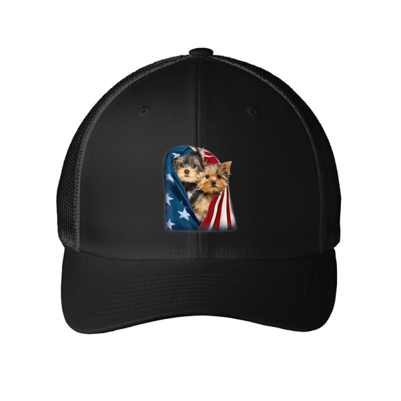 Yorkshire Terrier Us Flag July 4th Patriotic Yorkie Puppies T Shirt Mesh cap by emly9i8u7y6y5t | Artistshot