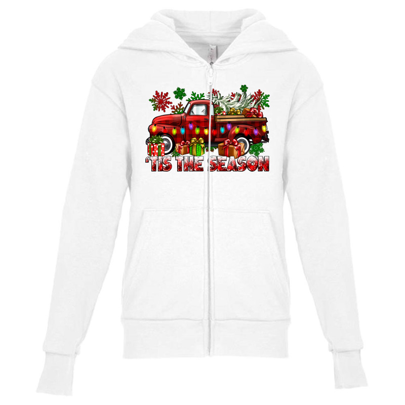 Tis The Season Christmas Truck Youth Zipper Hoodie by CowGirlArtShop | Artistshot