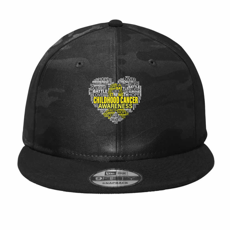 Childhood Cancer Awareness Heart Support Strong Warrior T Shirt Camo Snapback | Artistshot