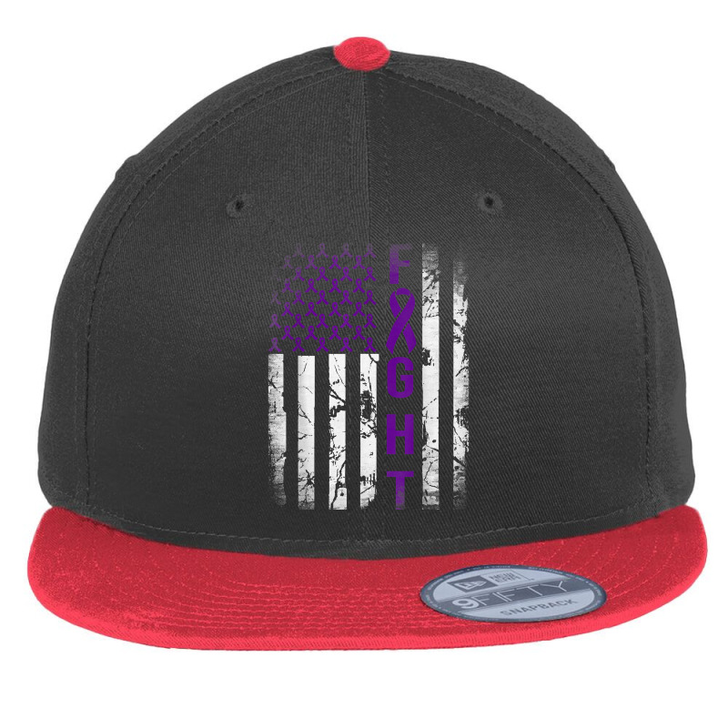 Pancreatic Cancer Awareness, Purple Fight American Flag T Shirt Flat Bill Snapback Cap by vazwttopperve | Artistshot