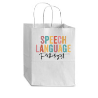 Speech Language Pathologist Groovy Wavy Speech Therapy T Shirt Cub Paper Bag - 8 X 4 1/2 X 10 1/4 | Artistshot