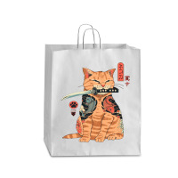 Japanese Samurai Ninja Cat Kawaii Tattoo Graphic Pullover Hoodie Queen Paper Bag - 16 X 6 X 19 1/4 | Artistshot