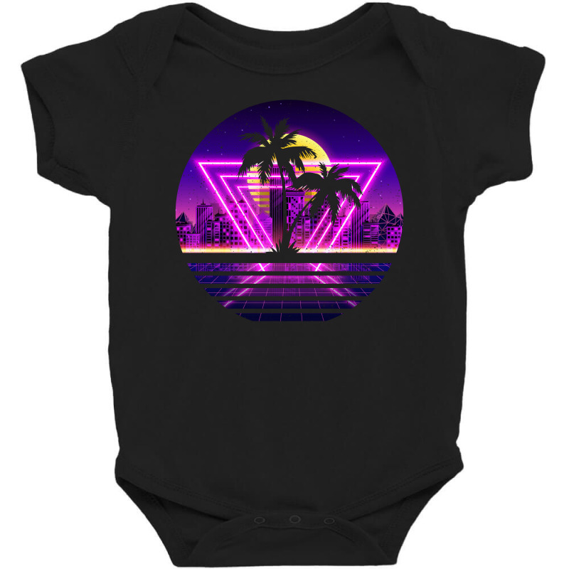 Vaporwave Palm Baby Bodysuit by autlu2024 | Artistshot